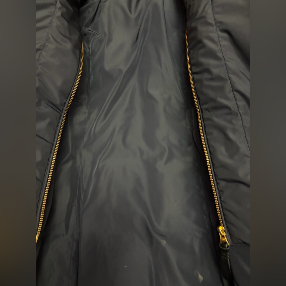 Mackage Dark Blue Puffer Coat with Brown Fur Trim - Picture 3 of 11